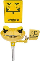 Bradley - Wall Mount, Plastic Bowl, Eye & Face Wash Station - 1/2" Inlet, 30 to 90 psi Flow, 3 GPM Flow Rate - Benchmark Tooling