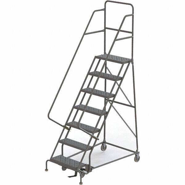 TRI-ARC - 103" 7 Step Ladder - 350 Lb Capacity, 70" Platform Height, 30" Base Width x 55" Depth, Perforated Tread - Benchmark Tooling