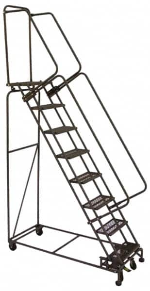 Ballymore - 93" 6 Step Ladder - Lock Step Rolling Safety Ladder, 450 Lb Capacity, 60" Platform Height, 30" Base Width x 49" Base Depth, Grip Strut - Benchmark Tooling