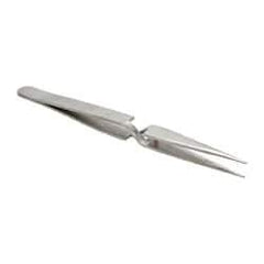 Value Collection - 4-3/4" OAL Stainless Steel Assembly Tweezers - Short Style with Sharp Point - Benchmark Tooling