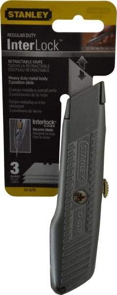 Stanley - Retractable Utility Knife - Enamel (Color) Zinc Handle, 3 Blades Included - Benchmark Tooling