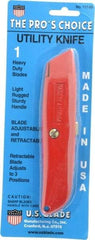 Made in USA - Retractable Utility Knife - Die Cast Aluminum (Color) Aluminum Handle, 3 Blades Included - Benchmark Tooling