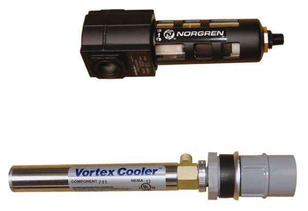 Vortec - 400 BTU per Hour, Vortex Enclosure Cooler without Thermostat - 1/8 NPT Thread, 8 Cubic Ft. per min - Benchmark Tooling