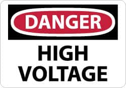 NMC - "Danger - High Voltage", 10" Long x 14" Wide, Rigid Plastic Safety Sign - Rectangle, 0.05" Thick, Use for Accident Prevention - Benchmark Tooling