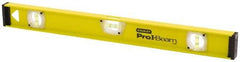 Stanley - 48" Long 3 Vial I-Beam Level - Aluminum, Yellow, 1 Level & 2 Plumb Vials - Benchmark Tooling