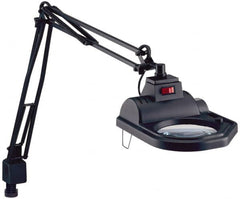 Electrix - 45 Inch, Spring Suspension, Clamp on, Halogen, Black, Magnifying Task Light - 100 Watt, 1.75x Magnification, 5 Inch Wide - Benchmark Tooling