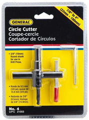 General - 7/8 to 4" Cutting Diam, Circle Cutter Tool - Straight Shank, 3/8" Shank Diam - Benchmark Tooling