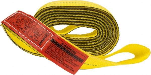 Lift-All - 12' Long x 2" Wide, 9,600 Lb Vertical Capacity, 2 Ply, Polyester Web Sling - 7,700 Lb Choker Capacity, Yellow - Benchmark Tooling