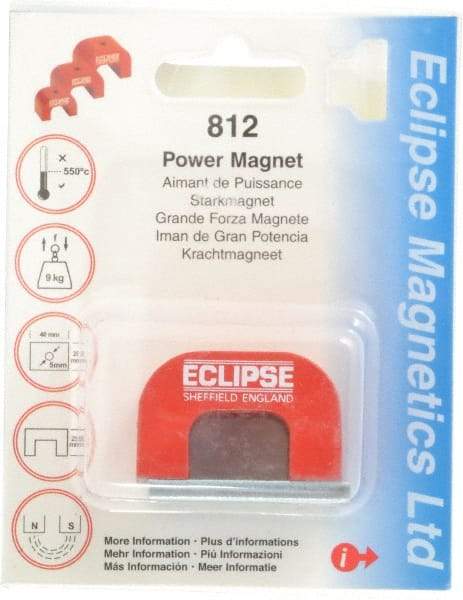 Eclipse - 1 Hole, 0.1969" Hole Diam, 63/64" Overall Width, 1-37/64" Deep, 63/64" High, 20 Lb Average Pull Force, Alnico Power Magnets - 10mm Pole Width, 550°C Max Operating Temp, Grade 5 Alnico - Benchmark Tooling