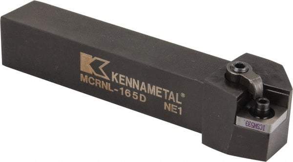 Kennametal - MCRN, Left Hand Cut, 15° Lead Angle, 1" Shank Height x 1" Shank Width, Negative Rake Indexable Turning Toolholder - 6" OAL, CN..54. Insert Compatibility, Series Kenloc - Benchmark Tooling