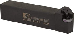 Kennametal - MCKN, Left Hand Cut, 15° Lead Angle, 1-1/4" Shank Height x 1-1/4" Shank Width, Negative Rake Indexable Turning Toolholder - 6" OAL, CN..43. Insert Compatibility, Series Kenloc - Benchmark Tooling