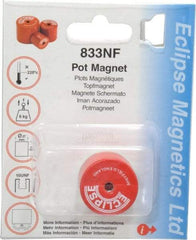 Eclipse - 1-1/16" Diam, 10-32 Thread, 9 Lb Average Pull Force, Mild Steel, Alnico Pot Magnets - 220°C Max Operating Temp, 1" High, Grade 5 Alnico - Benchmark Tooling