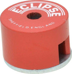 Eclipse - 1" Diam, 3/16" Hole Diam, 3.4 kg Max Pull Force Alnico Button Magnet - 5/8" High, 11/32" Gap Width, Grade 5 Alnico - Benchmark Tooling