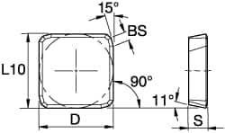 Kennametal - SPKN53 Grade KC725M Carbide Milling Insert - TiN/TiCN/TiN Finish, 3/16" Thick, 5/8" Inscribed Circle - Benchmark Tooling