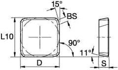 Kennametal - SPKN53 Grade KC725M Carbide Milling Insert - TiN/TiCN/TiN Finish, 3/16" Thick, 5/8" Inscribed Circle - Benchmark Tooling