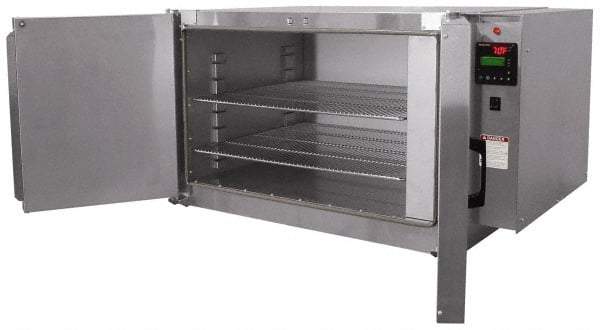 Grieve - 1 Phase, 28 Inch Inside Width x 24 Inch Inside Depth x 18 Inch Inside Height, 350°F Max, Portable Heat Treating Bench Oven - 2 Shelves, 7 Cubic Ft. Work Space, 115 Max Volts, 41 Inch Outside Width x 30 Inch Outside Depth x 23 Inch Outside Height - Benchmark Tooling