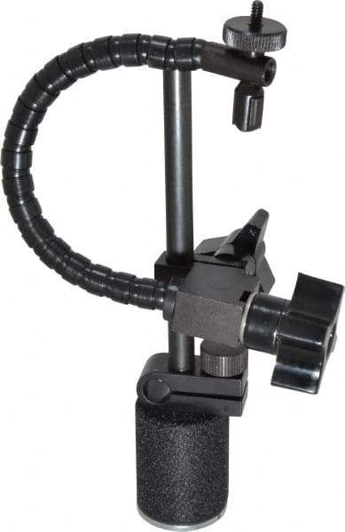 Flexbar - 25 Lb Magnetic Force, Fine Adjustment Indicator Positioner & Holder with Base - Post & Flexible Arm, Round Base, 1-1/8" Base Diam, 1-3/8" Base Height - Benchmark Tooling