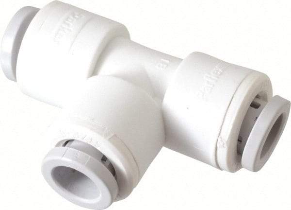 Parker - 3/8" Outside Diam, Polypropylene Push-to-Connect Tube Union Tee - 150 Max psi, Tan - Benchmark Tooling