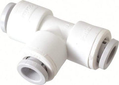 Parker - 3/8" Outside Diam, Polypropylene Push-to-Connect Tube Union Tee - 150 Max psi, Tan - Benchmark Tooling