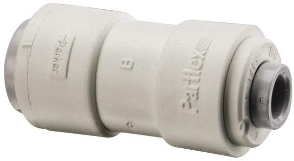 Parker - 3/8 x 1/4" Outside Diam, Polypropylene Push-to-Connect Tube Union - 150 Max psi, Tan - Benchmark Tooling