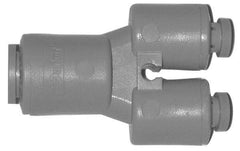 Parker - 3/8 x 5/16" Outside Diam, Acetal Push-to-Connect Tube Union Y - 300 Max psi, Tan - Benchmark Tooling