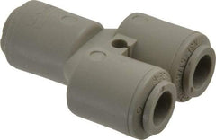 Parker - 3/8" Outside Diam, Acetal Push-to-Connect Tube Union Y - 300 Max psi, Tan - Benchmark Tooling