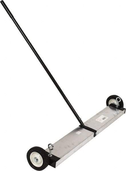 Mag-Mate - 36" Long Push Magnetic Sweeper with Wheels - 5" Wide x 5" High x 48" Long, 6" Wheel Diam, 2" Clearance - Benchmark Tooling