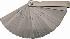 Value Collection - 26 Piece, 0.0015 to 0.025" Thick, Feeler Gage Set - 3" Leaf Length, 1/2" Wide, Tempered Steel - Benchmark Tooling