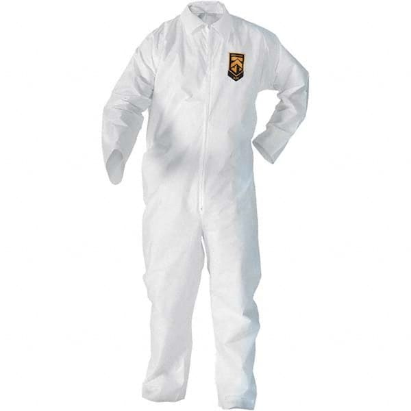 KleenGuard - Size M SMS General Purpose Coveralls - White, Zipper Closure, Elastic Cuffs, Elastic Ankles, Serged Seams - Benchmark Tooling