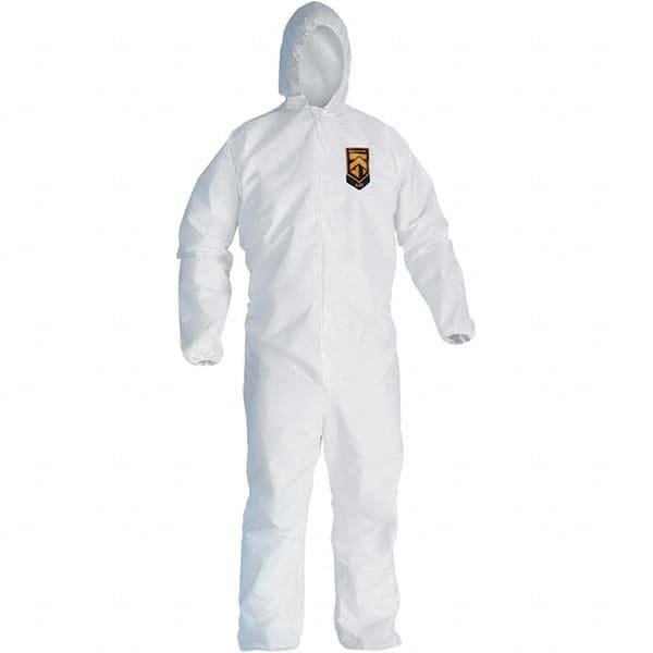 KleenGuard - Size M SMS General Purpose Coveralls - White, Zipper Closure, Elastic Cuffs, Elastic Ankles, Serged Seams - Benchmark Tooling