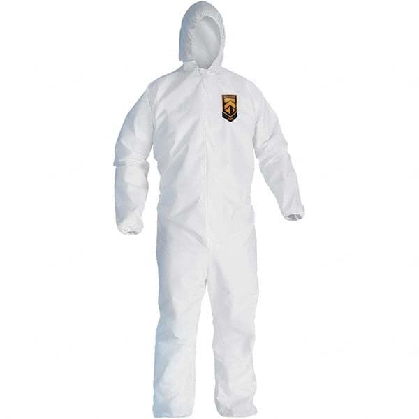 KleenGuard - Size L SMS General Purpose Coveralls - White, Zipper Closure, Elastic Cuffs, Elastic Ankles, Serged Seams - Benchmark Tooling