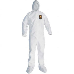 KleenGuard - Size L SMS General Purpose Coveralls - White, Zipper Closure, Elastic Cuffs, with Boots, Serged Seams - Benchmark Tooling