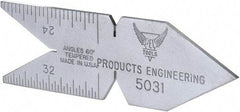 PEC Tools - 60° Angle, Satin Chrome Coated Steel Center Gage - 1/32 to 1/14 Inch Graduation - Benchmark Tooling