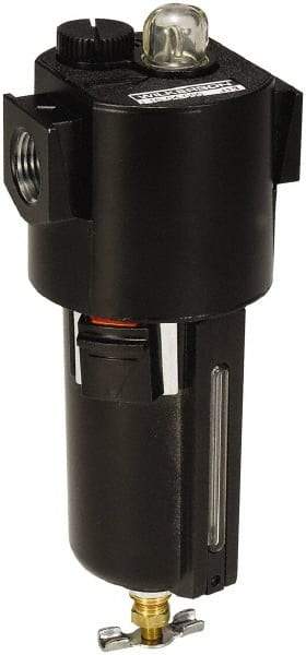 Wilkerson - 1/2 NPT Port, 200 Max psi, Compact Lubricator - Zinc Bowl with Sight Glass, Zinc Body, 64 CFM, 150°F Max, 2.62" Wide x 7.8" High - Benchmark Tooling