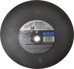 Milwaukee Tool - 14" 36 Grit Aluminum Oxide Cutoff Wheel - 3/32" Thick, 1" Arbor, 4,365 Max RPM, Use with Angle Grinders - Benchmark Tooling