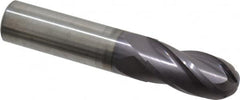 Atrax - 5/8" Diam, 1-1/4" LOC, 4 Flute Solid Carbide Ball End Mill - AlTiN Finish, Single End, 3-1/2" OAL, 5/8" Shank Diam - Benchmark Tooling