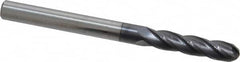 Atrax - 1/4" Diam, 1-1/8" LOC, 4 Flute Solid Carbide Ball End Mill - AlTiN Finish, Single End, 3" OAL, 1/4" Shank Diam - Benchmark Tooling