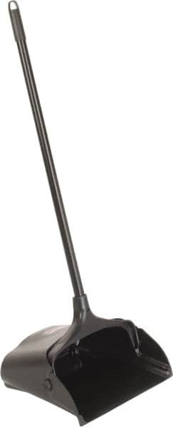 Rubbermaid - 11-1/4" Wide x 5" High Upright Dustpan - Plastic Body, 12-51/64" Handle, Black, with Wheels - Benchmark Tooling