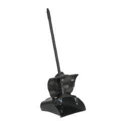 Rubbermaid - 11-1/4" Wide x 5" High Upright Dustpan - Plastic Body, 12-51/64" Handle, Black, with Wheels - Benchmark Tooling