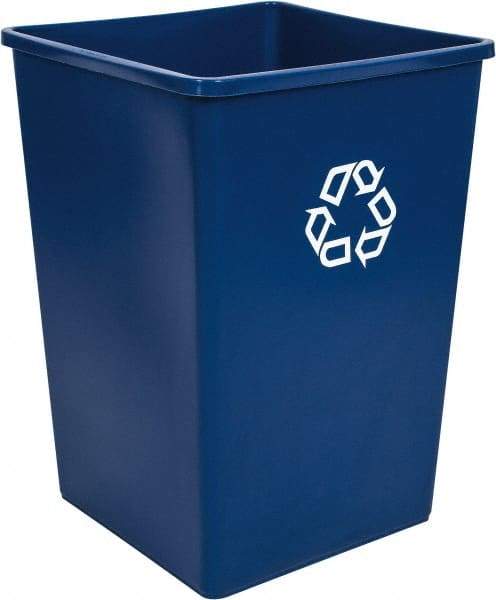 Rubbermaid - 35 Gal Blue Square Recycling Container - Polyethylene, 27-5/8" High x 19-1/2" Long x 19-1/2" Wide - Benchmark Tooling