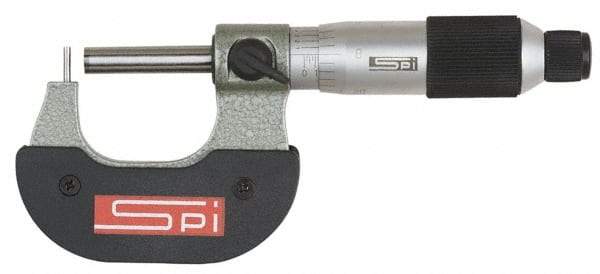 SPI - 25 to 50mm Measurement Range, 0.0001 Inch Graduation, Flat Anvil, Ratchet Stop Thimble, Mechanical Tube Micrometer - 1/4 Inch Spindle Diameter, Accurate Up to 0.0002 Inch, Satin Chrome Finish, Carbide, 1.26 Inch Thorat Depth, Includes Case - Benchmark Tooling