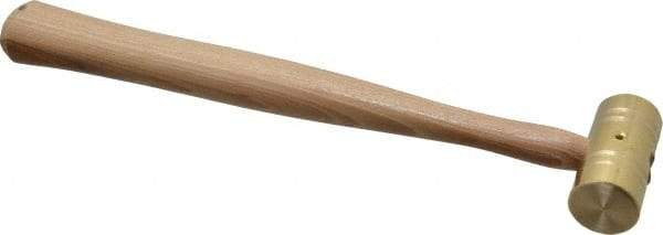 Made in USA - 1/2 Lb Head 1" Face Brass Head Striking Tool Hammer - 10-1/2" OAL, Wood Handle - Benchmark Tooling