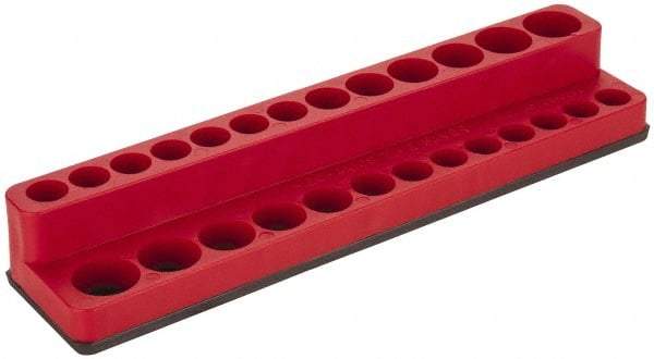 Value Collection - 26 Piece Capacity Magnetic Deep & Shallow Socket Holder - 1/4" Drive, Red - Benchmark Tooling