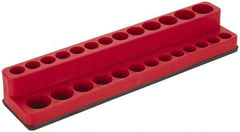 Value Collection - 26 Piece Capacity Magnetic Deep & Shallow Socket Holder - 1/4" Drive, Red - Benchmark Tooling