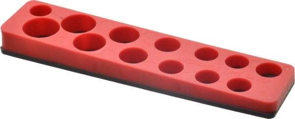 Value Collection - 13 Piece Capacity Magnetic Shallow Socket Holder - 3/8" Drive, Red - Benchmark Tooling