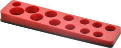 Value Collection - 13 Piece Capacity Magnetic Shallow Socket Holder - 3/8" Drive, Red - Benchmark Tooling