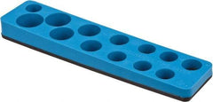 Value Collection - 13 Piece Capacity Magnetic Shallow Socket Holder - 3/8" Drive, Blue - Benchmark Tooling