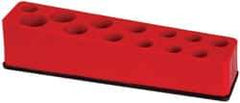 Value Collection - 13 Piece Capacity Magnetic Deep Socket Holder - 3/8" Drive, Red - Benchmark Tooling