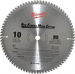 Milwaukee Tool - 10" Diam, 5/8" Arbor Hole Diam, 80 Tooth Wet & Dry Cut Saw Blade - Carbide-Tipped, General Purpose & Straight Action, Standard Round Arbor - Benchmark Tooling