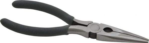 Value Collection - 6" OAL, 1-5/8" Jaw Length x 5/8" Jaw Width, Long Nose Side Cutting Pliers - Serrated Jaw, Standard Head, Plastic Dipped Handles - Benchmark Tooling